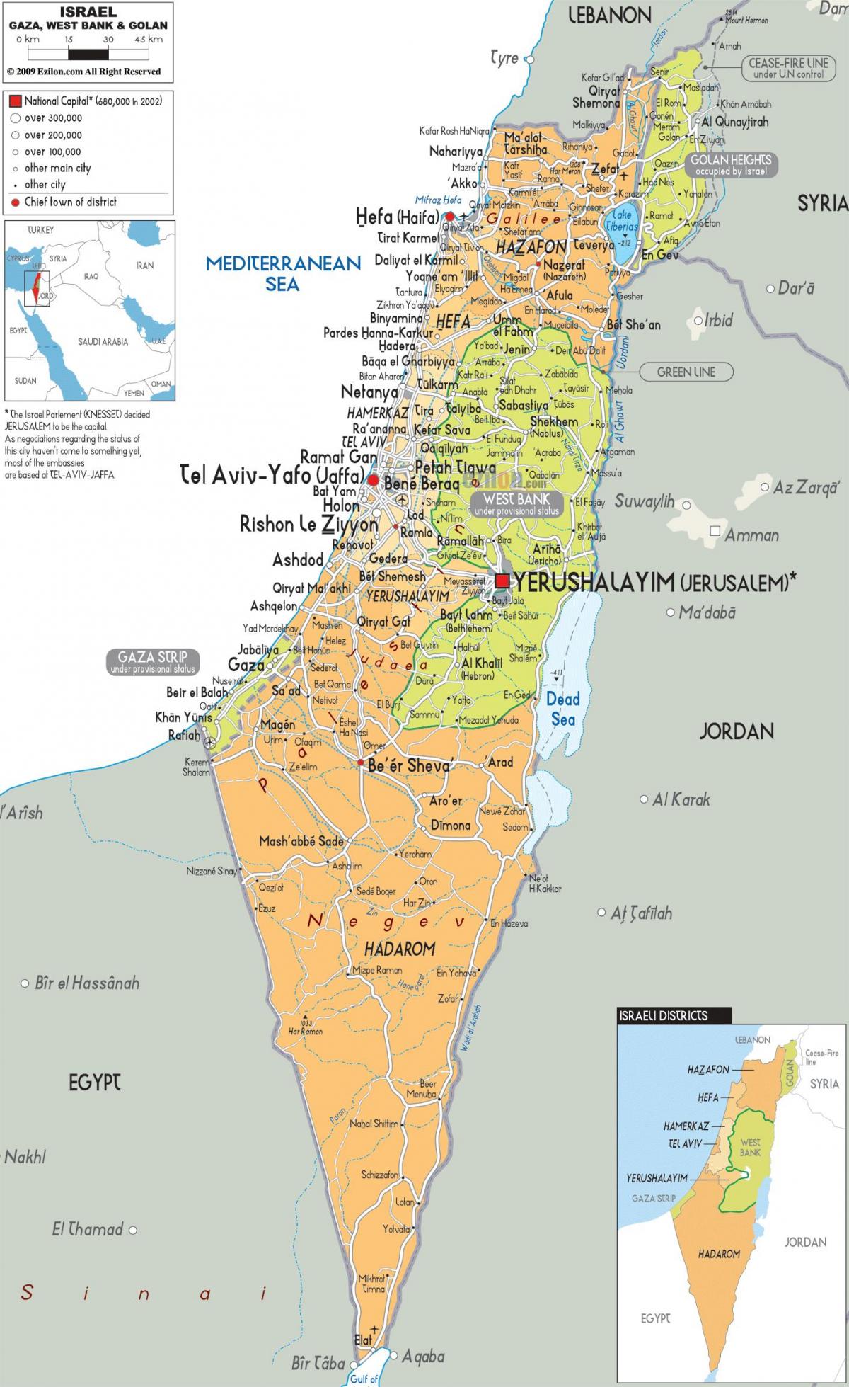 Grote kaart van Israël