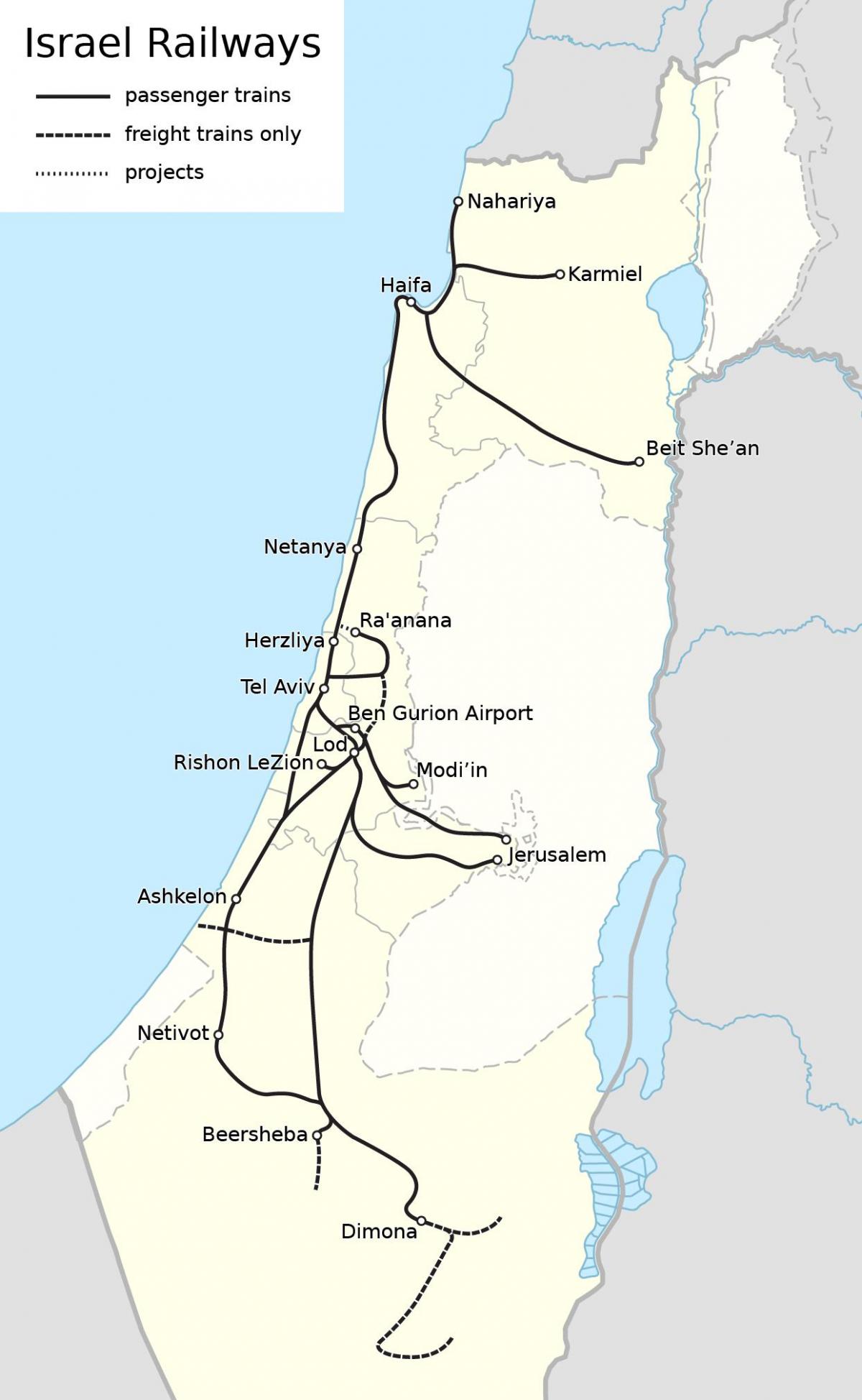 Israëlische spoorlijnkaart