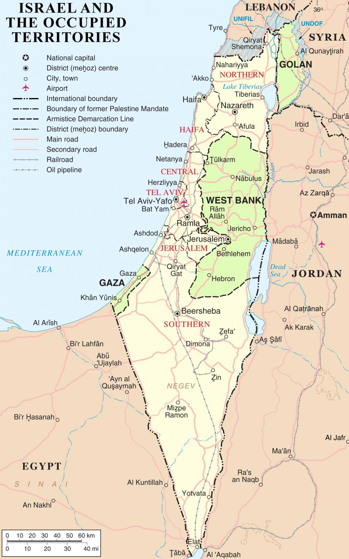 Kaart van het land Israël