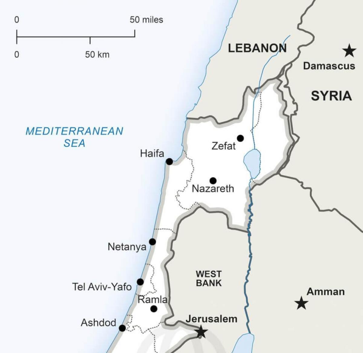 De kaart van het noorden van Israël